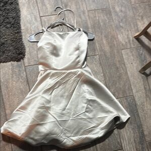 Elegant silver Satin Dress